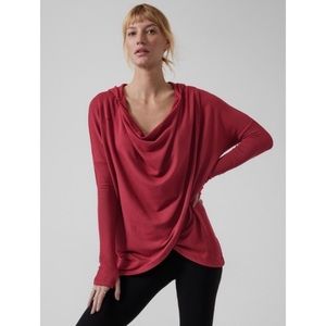 Athleta Purana Wrap Sweatshirt Hoodie Berry Red Medium